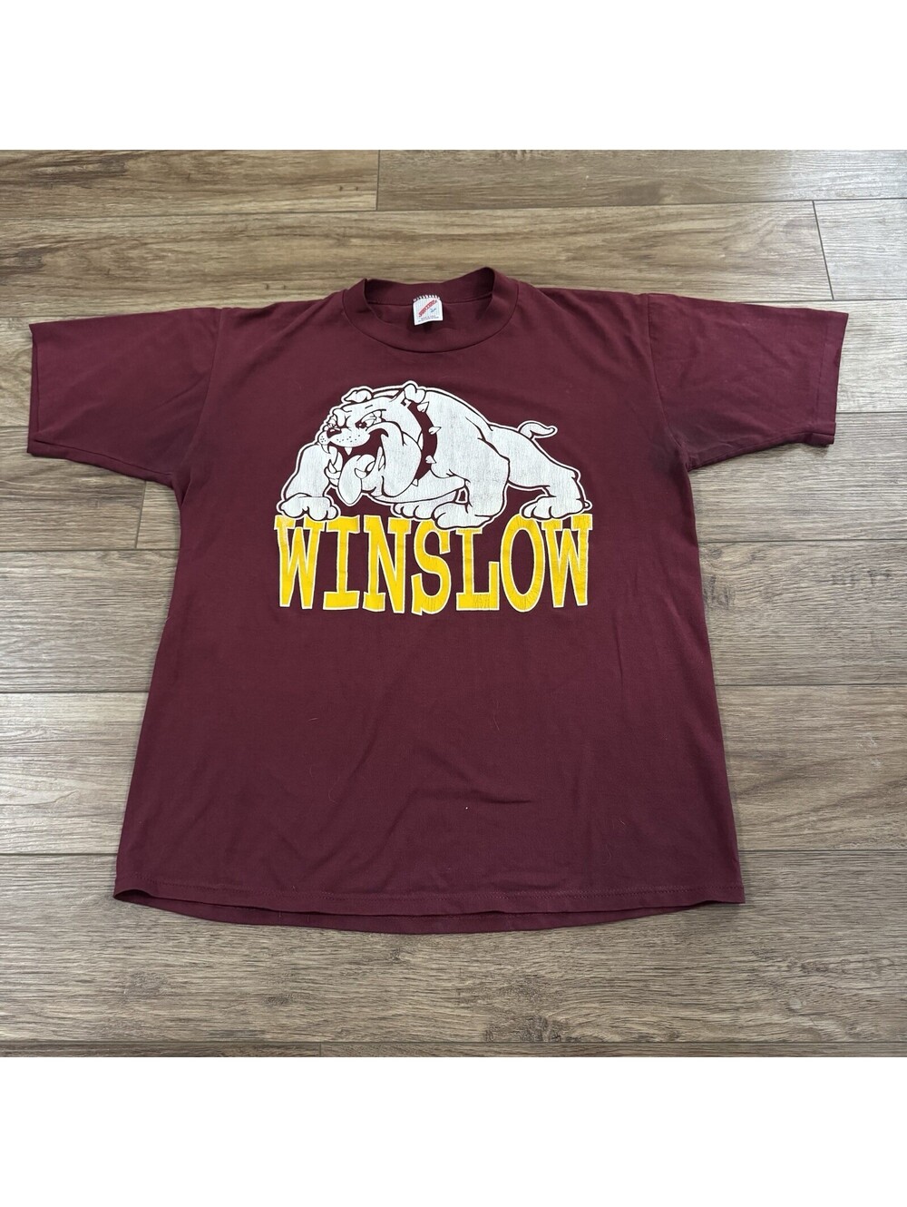 Vtg 80s Jerzees Winslow Bulldogs T Shirt Large Maroon USA
